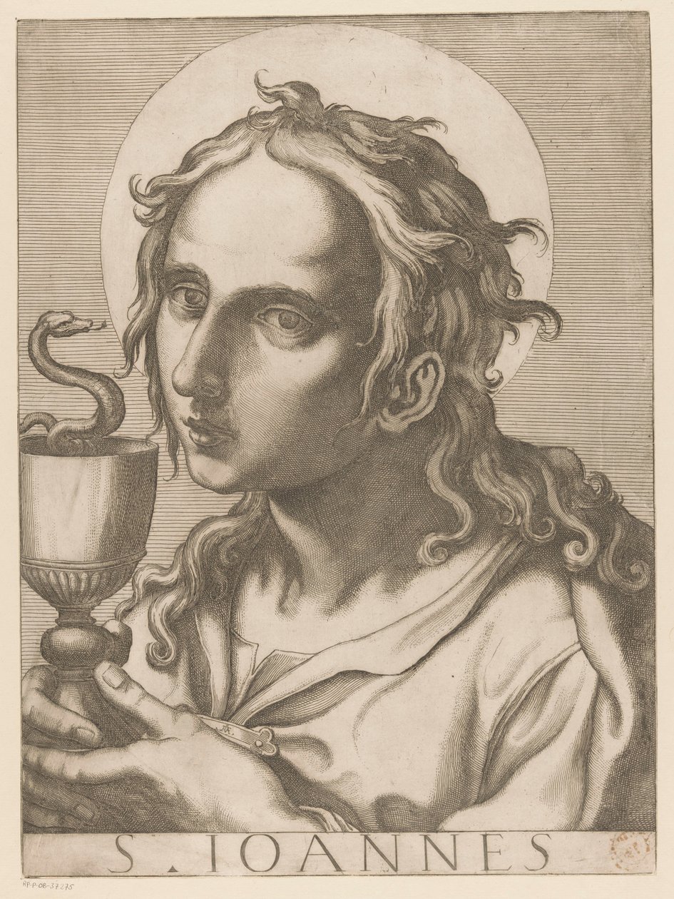 Evanjelist John Aziz John (nesne üzerindeki başlık) Christ, Mary en de twaalf apostelen (dizi adı) Kutsal Apostolik Koleji (dizi başlığı) by Raffaello Schiaminossi