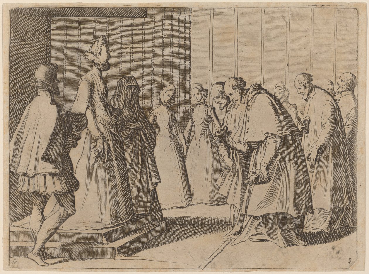 Avusturyalı Margaret Kardinallerin ve Rahiplerin Saygısını Alırken by Raffaello Schiaminossi