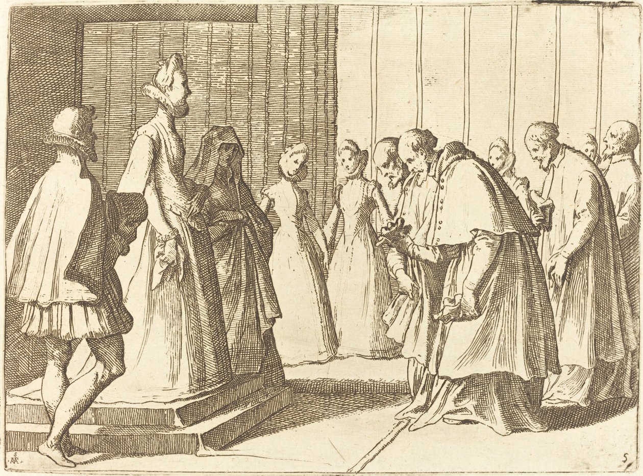 Avusturyalı Margaret Kardinallerin ve Rahiplerin Saygısını Alırken by Raffaello Schiaminossi