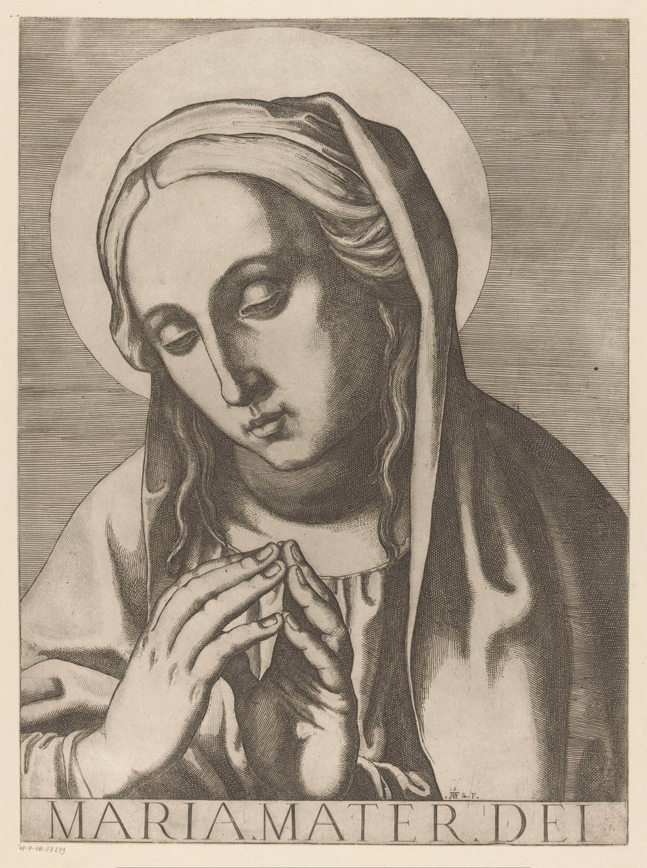 Maria Meryem Ana (nesne üzerindeki başlık) Christ, Mary en de twaalf apostelen (dizi adı) Kutsal Apostolik Koleji (dizi başlığı) by Raffaello Schiaminossi