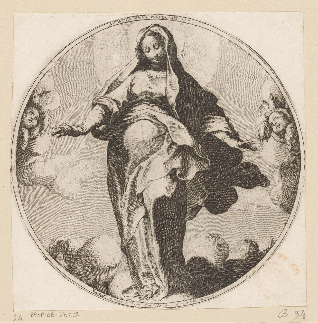 bulutlardaki Meryem Sancta Maria Mater Dei (nesne üzerindeki başlık) by Raffaello Schiaminossi