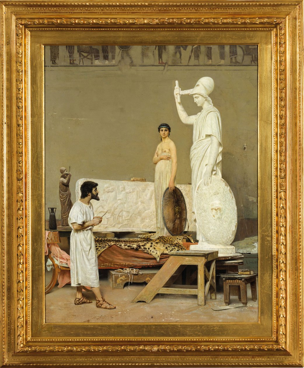 Phidias, Minerva heykeli üzerinde çalışırken, 1869. by Raffaello Sorbi