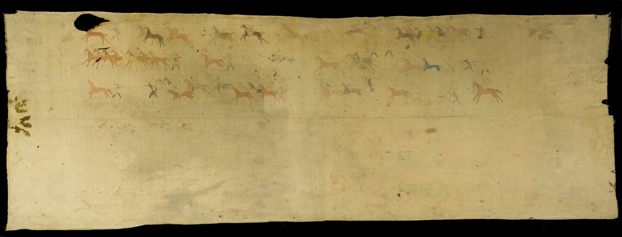 War Sheet, 1850-89 (pamuk, pigment, pastel boya ve kurşun kalem) by Rain in the Face Rain in the Face