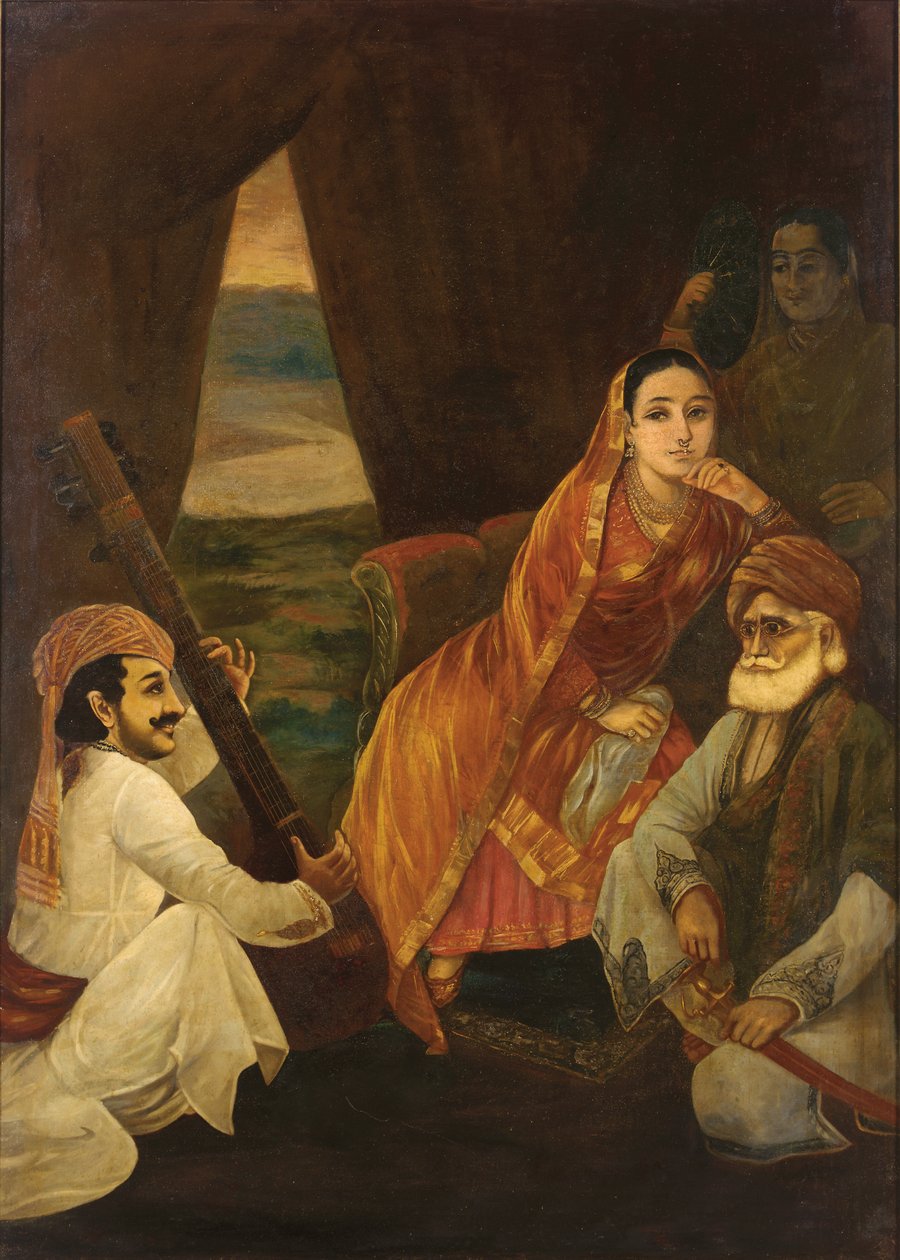 Mahkeme Sahnesi (tuval üzerine yağlı boya) by Raja Ravi Varma