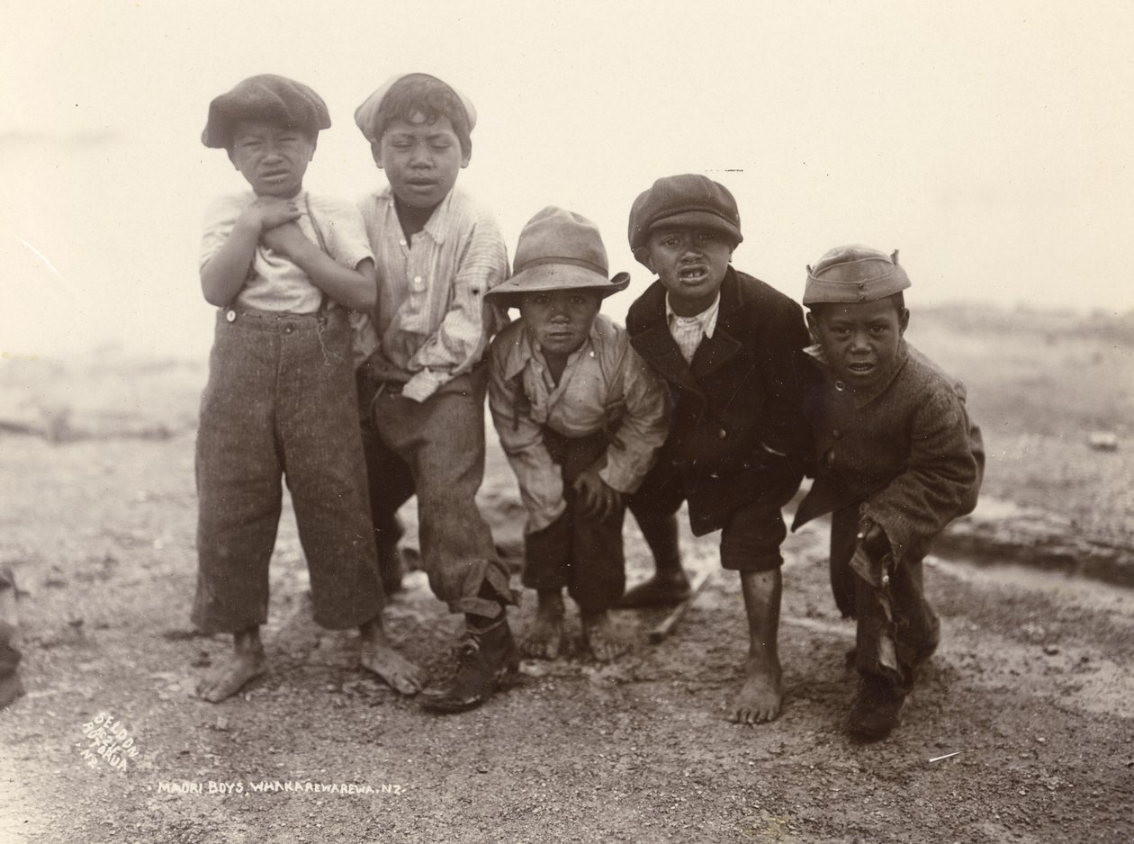 Maori Boys, Whakarewarewa, c.1910 (gümüş jelatin baskı) by Ralph Seldon