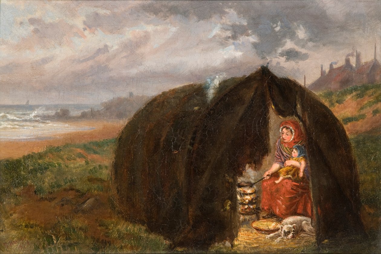 Güney Shields yakınlarındaki Sahilde Kamp Yapan Çingeneler, 1876 by Ralph Hedley