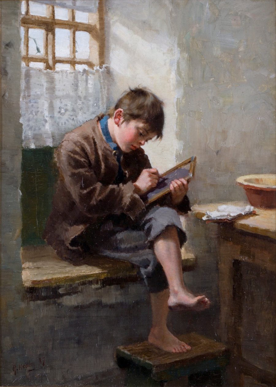 Ev Dersleri, 1887 by Ralph Hedley