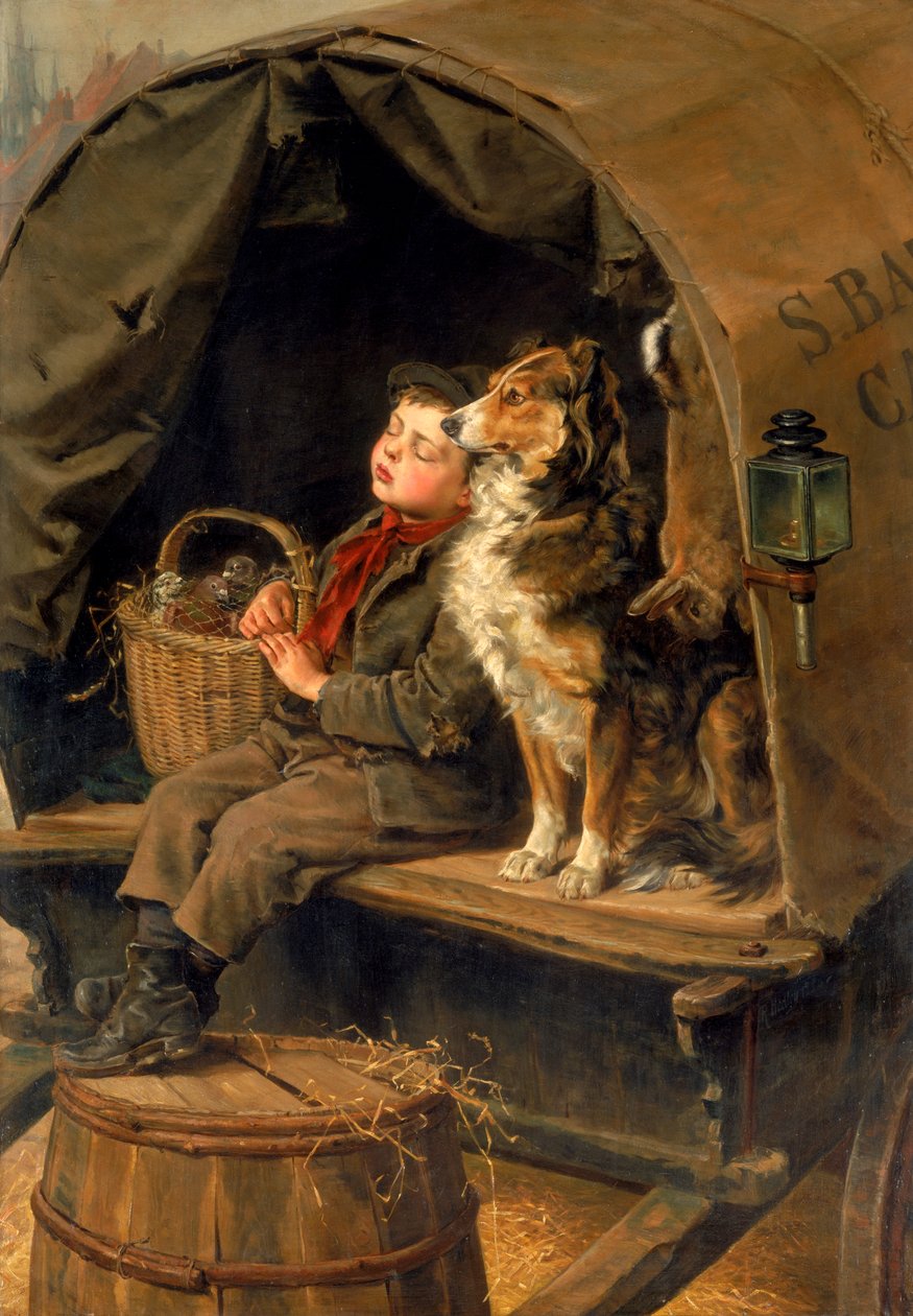Pazarda Son veya Taşıyıcının Arabası (tuval üzerine yağlı boya) by Ralph Hedley
