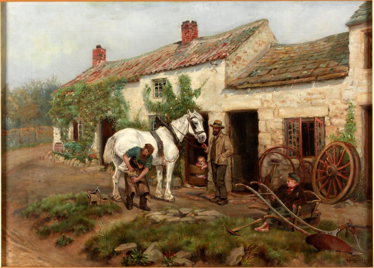 Smithy, Hexham Köprüsü Sonu, 1885 by Ralph Hedley