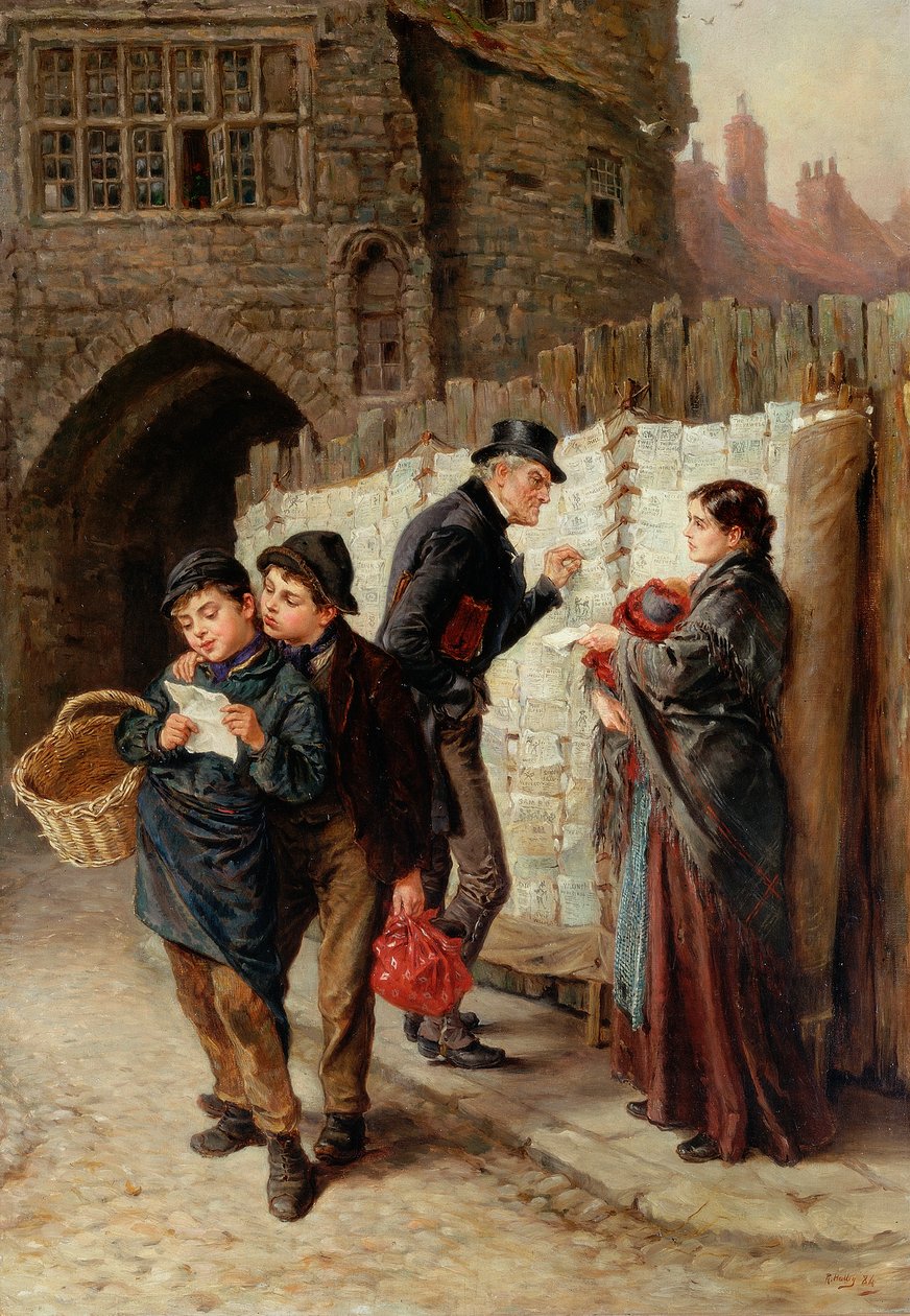 Ballad Satıcısı, Kara Kapı, 1884 by Ralph Hedley
