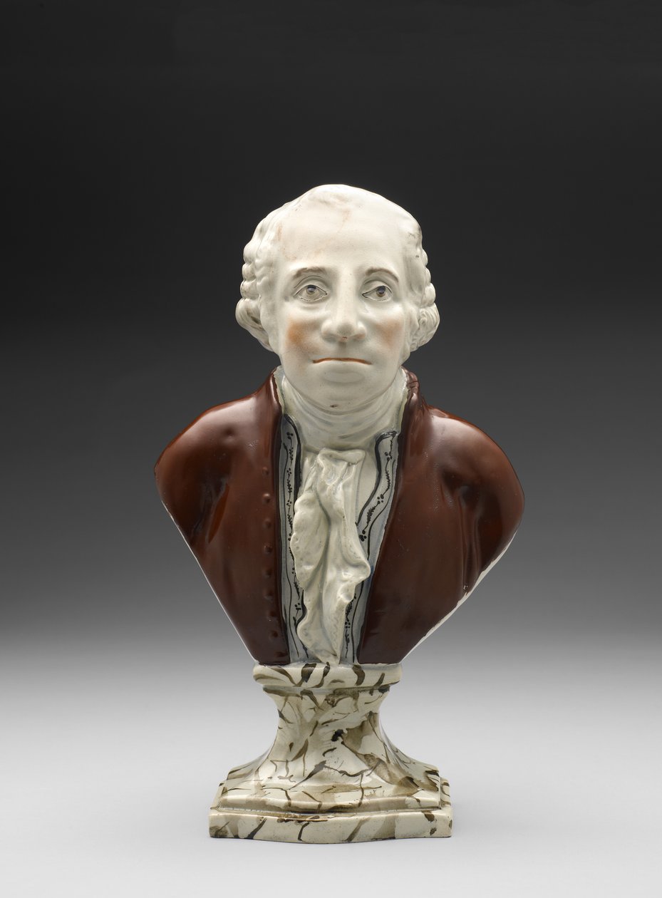 George Washington büstü, c. 1782-1795 (kurşun sırlı çanak çömlek (inci eşya) ve sır üstü emaye) by Ralph Sr. Wood