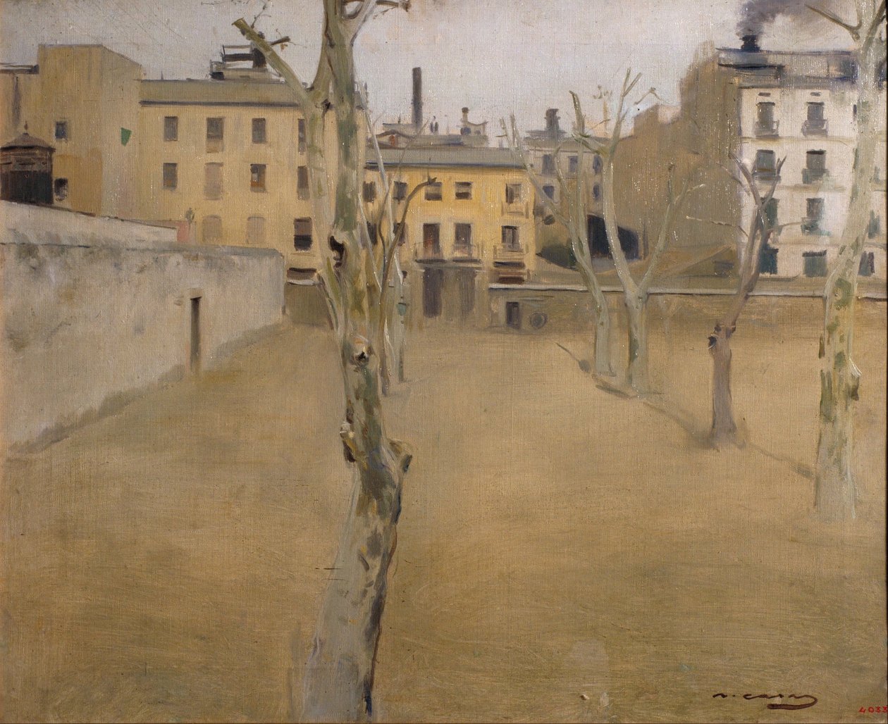 Eski Barselona hapishanesinin avlusu (Kuzuların Avlusu) by Ramon Casas i Carbo