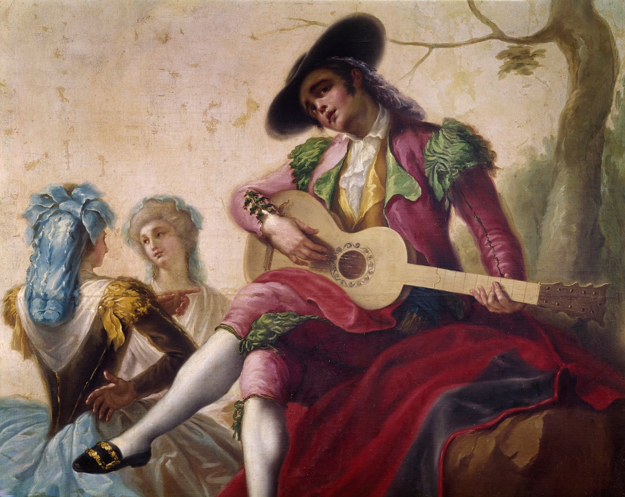 Gitar Çalar, detay (Goblen için Karton by Ramon Bayeu y Subias