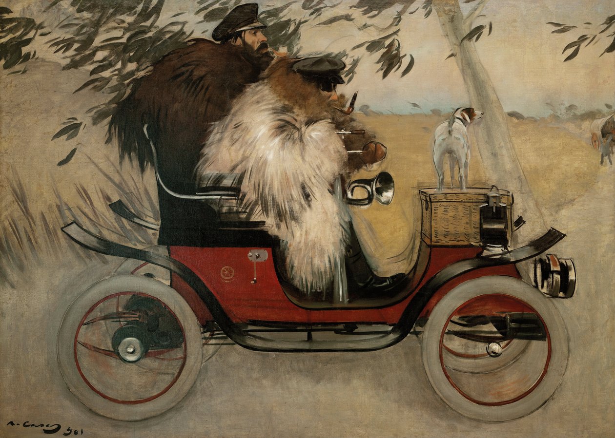 Bir Otomobilde Ramon Casas ve Pere Romeu - Casas, Ramon (1866-1932) - 1901 - Tuval üzerine yağlı boya - 208x291 - Museu Nacional d