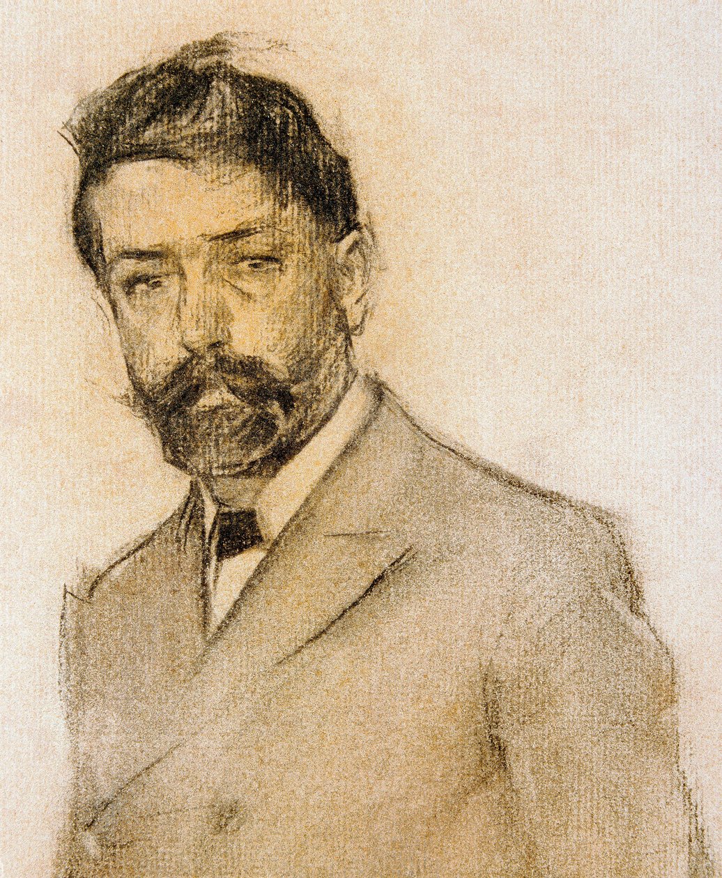 Ressam Lluis Graner (1863-1929) portresi, detay by Ramon Casas i Carbo