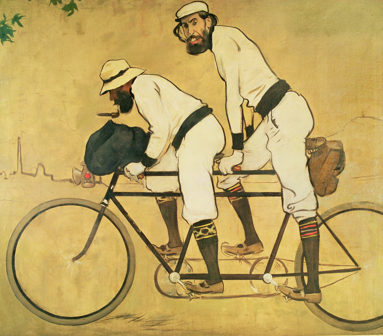 Casas'ın Pere Romeu ile Tandem Üzerinde Kendi Portresi by Ramon Casas i Carbo
