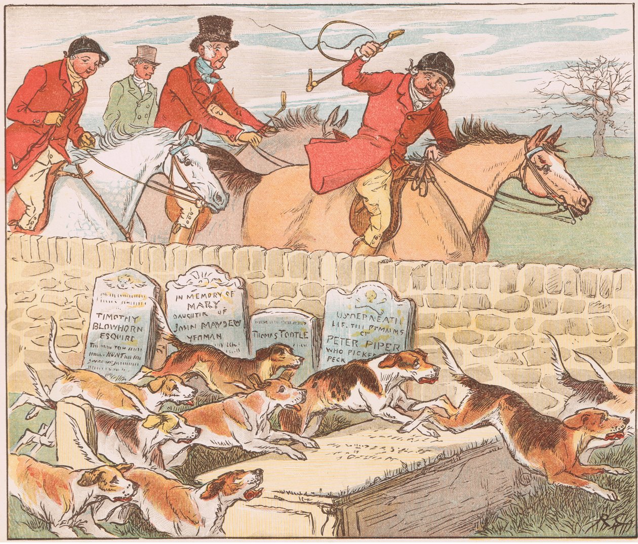 Tazılar tam görünürken by Randolph Caldecott