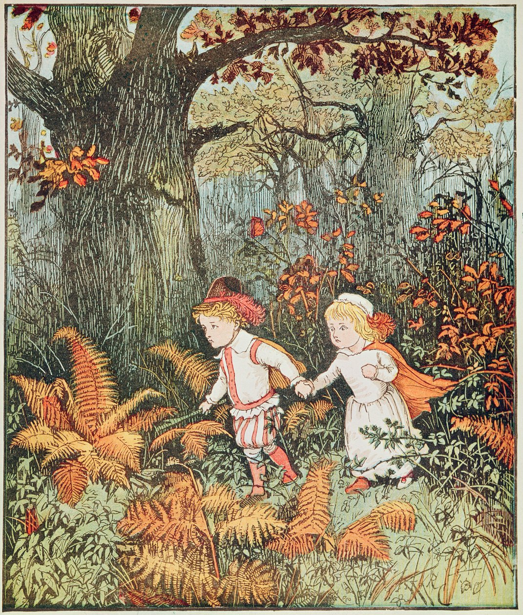 Ormandaki Güzeller (Ormanda yürüyen 2 çocuk) by Randolph Caldecott
