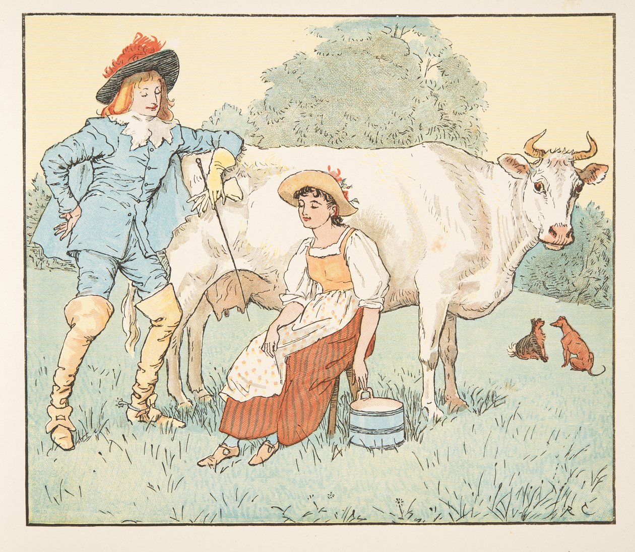 "Seninle evleneyim mi güzel hizmetçim?", The Hey Diddle Diddle Picture Book, pub.1882 by Randolph Caldecott
