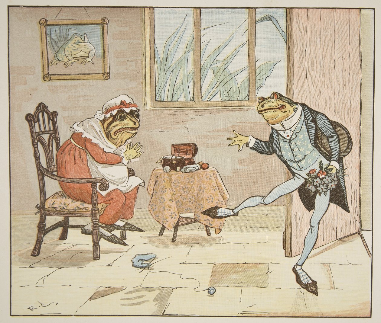 'A Kurbağa Gittiğinden' bir illüstrasyon, pub. Frederick Warne und Co. tarafından by Randolph Caldecott