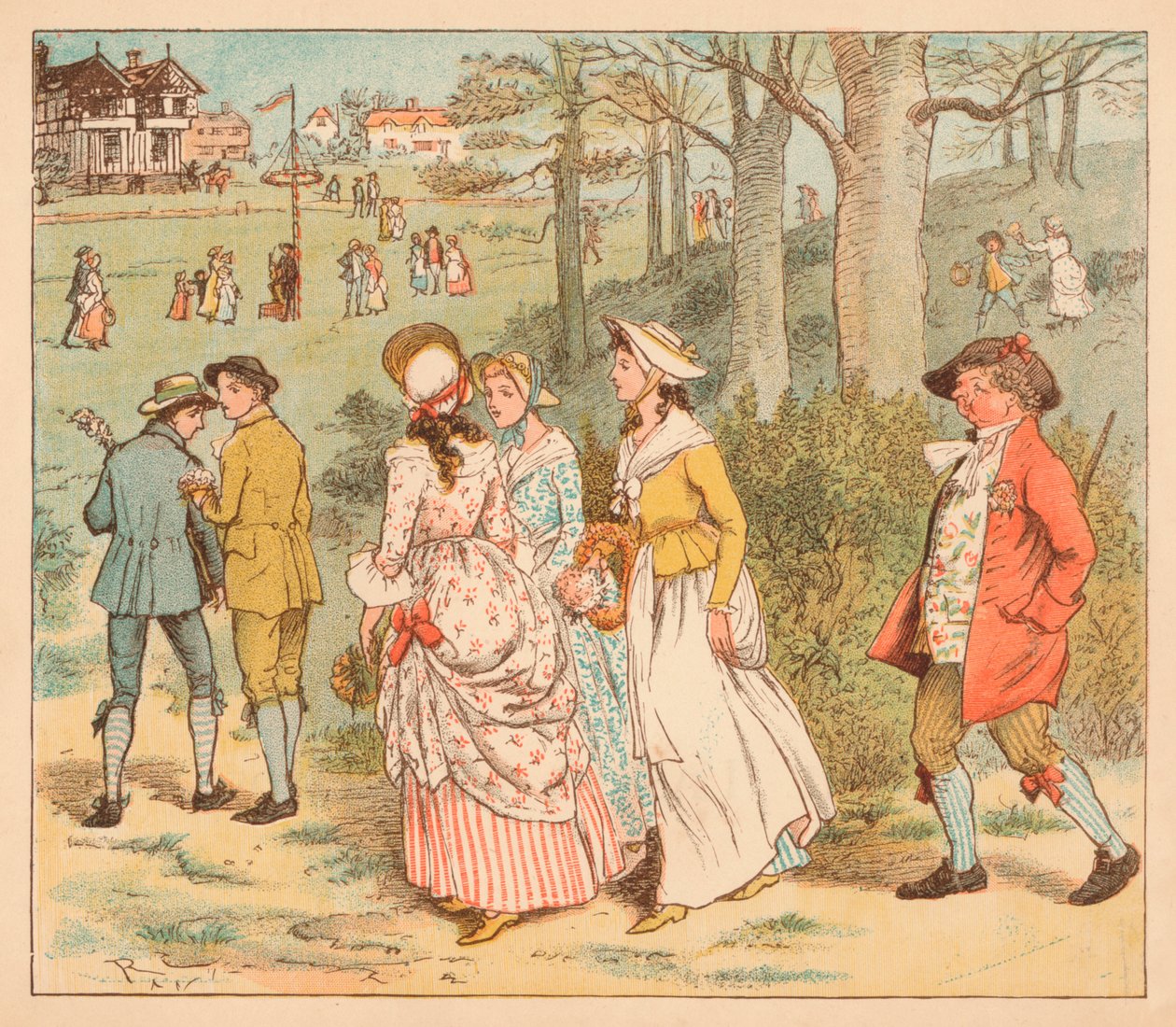 Gelin Lasses and Lads, c1885, 1934. by Randolph Caldecott