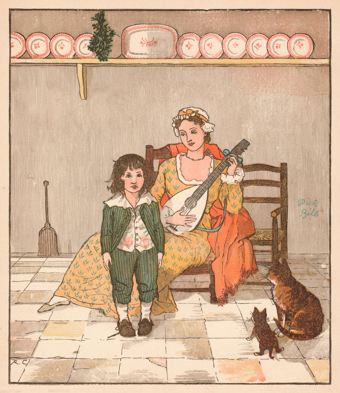 Usta Bill Primrose hikayeyi söylemeye hazırlanıyor, c1879. by Randolph Caldecott