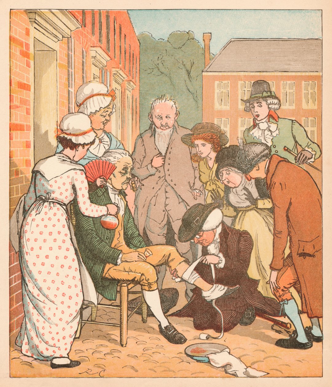 Islingtons'ın iyi adamını giydiren komşular, c1879. by Randolph Caldecott