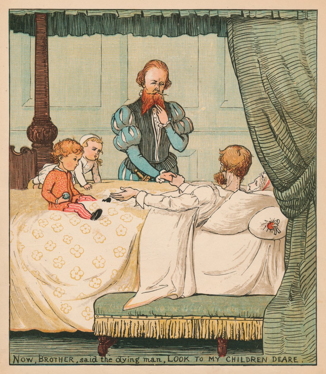 Şimdi, Kardeşim, dedi ölmekte olan adam, Çocuklarıma Bak Canım, c1878. by Randolph Caldecott