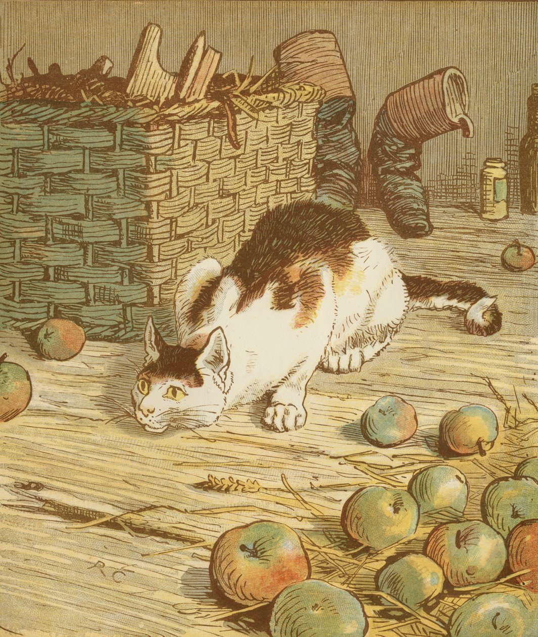 Jack'in Yaptığı Ev '' birikimli tekerleme. Maltı yiyen fareyi yiyen kedi. Randolph Caldecott'un çizimi. by Randolph Caldecott