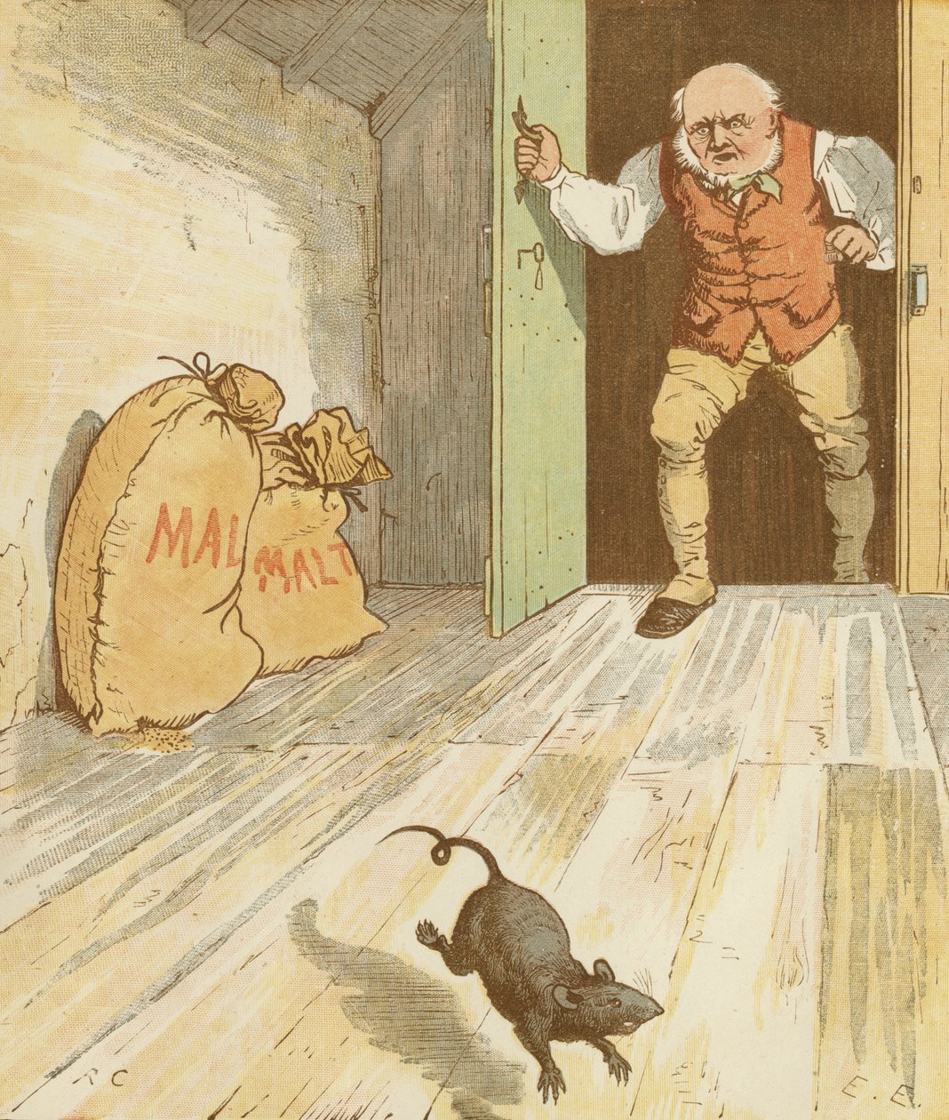 Jack'in Yaptığı Ev '' birikimli tekerleme. Maltı yiyen fare. Randolph Caldecott'un çizimi. by Randolph Caldecott