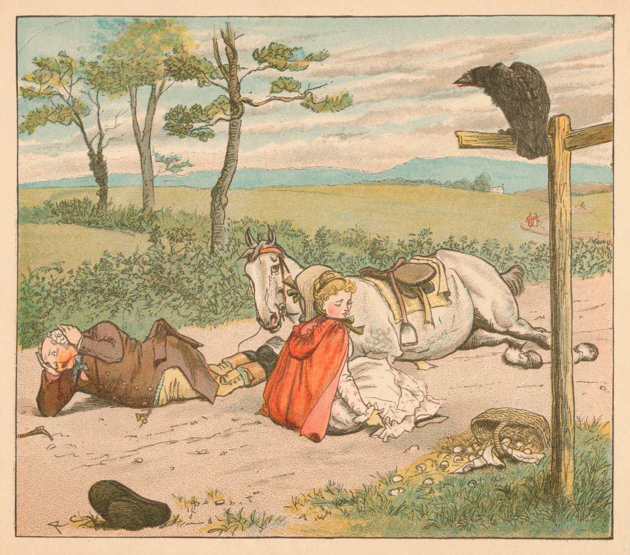 Kısrak dizlerini kırdı ve Çiftçi tacını, c1885, 1934. by Randolph Caldecott