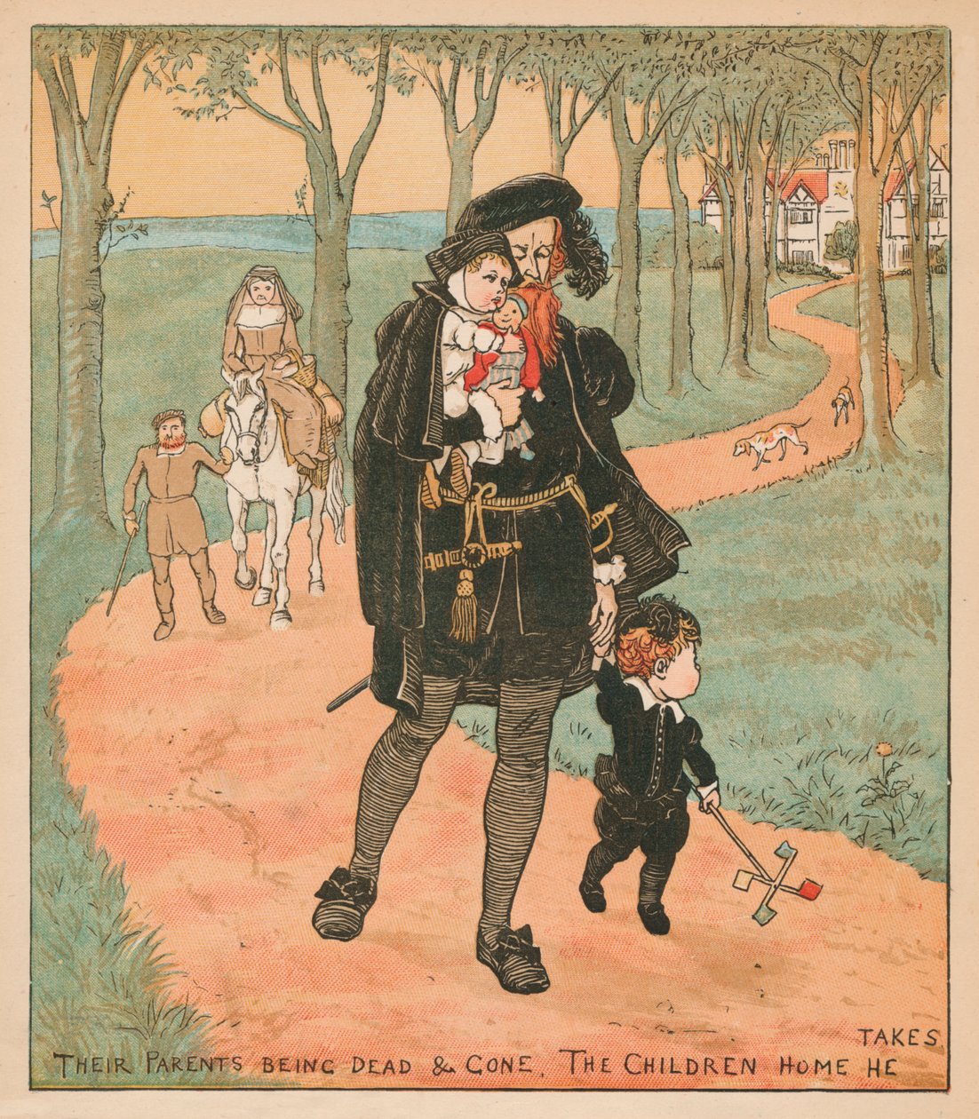 Ebeveynlerinin Ölüp Gitmesi, Eve Aldığı Çocuklar, c1878. by Randolph Caldecott