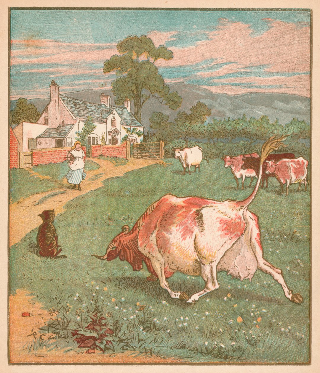 Bu buruşuk boynuzlu inek..., c1878. by Randolph Caldecott