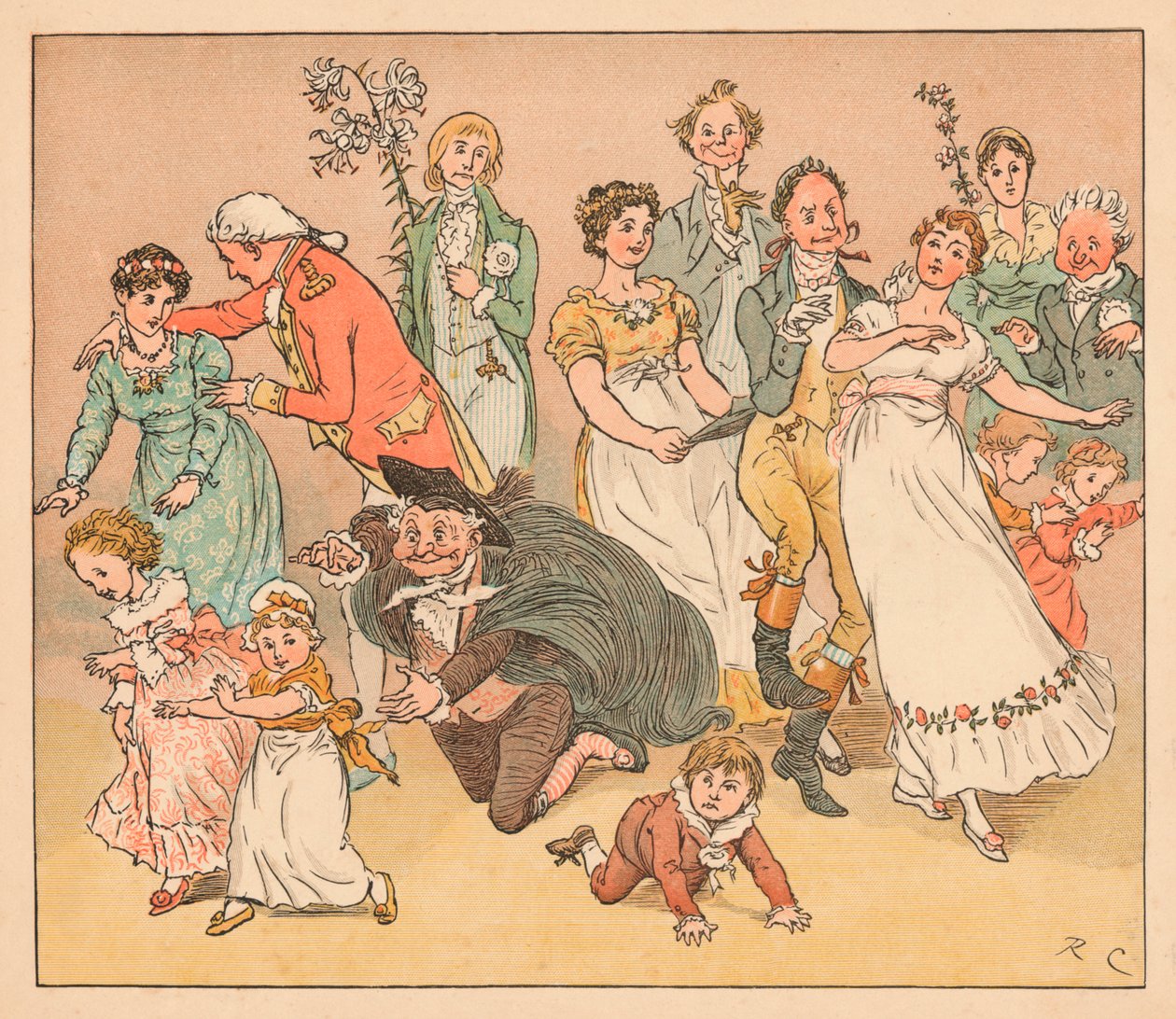 ...ve hepsi de yakala-olabildiğince yakala oyununa düştüler..., c1885, 1934. by Randolph Caldecott