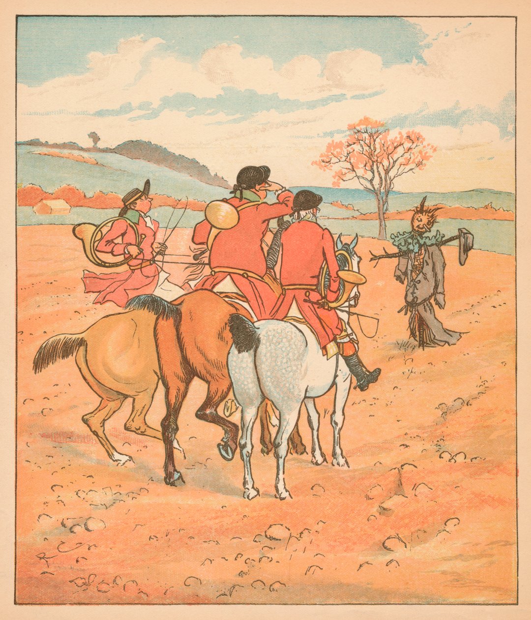 ...buldukları ilk şey, Tarlada yırtık pırtık bir böcürttü..., 1880. by Randolph Caldecott