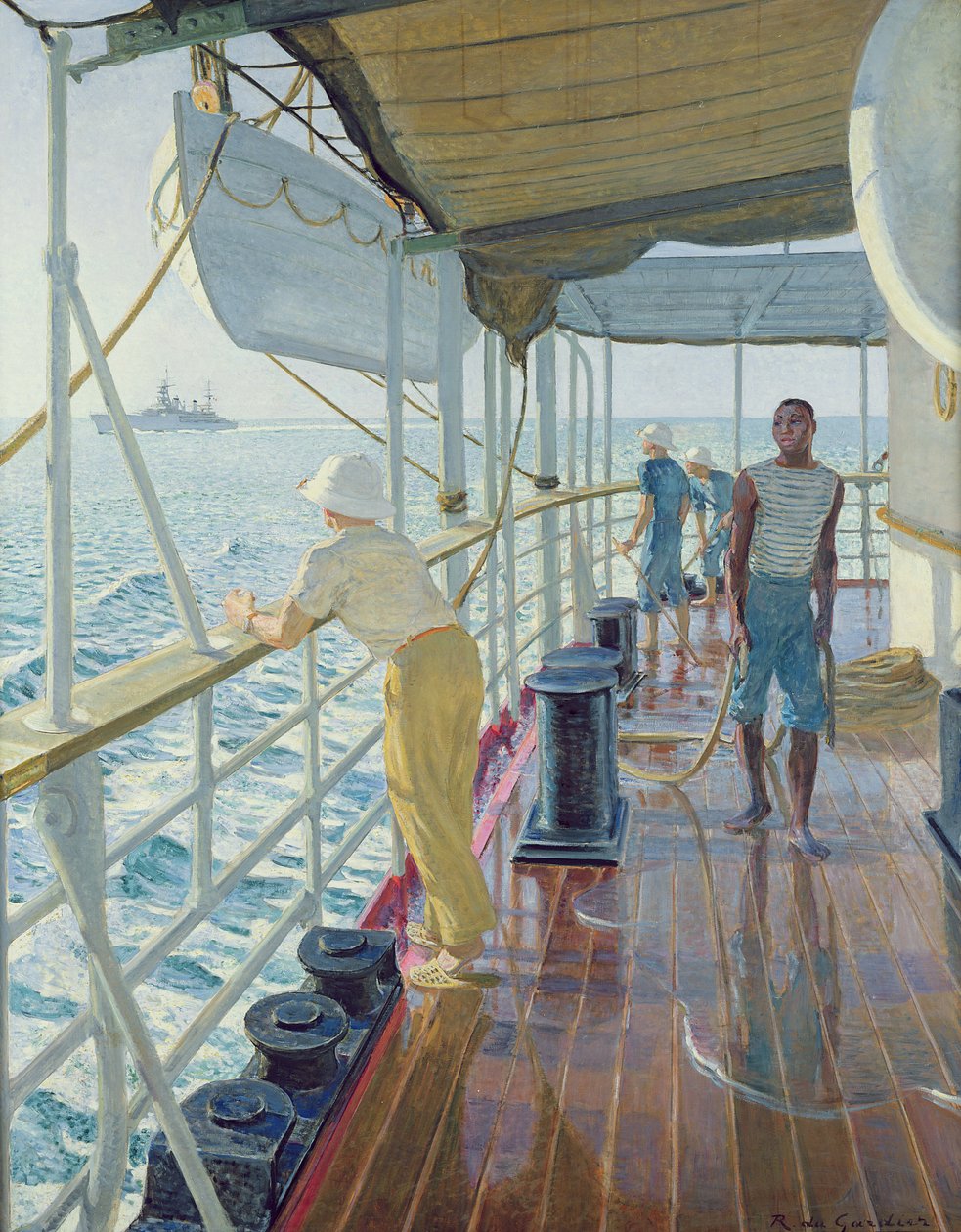 Güverteyi Yıkamak (tuval üzerine yağlıboya) by Raoul Du Gardier