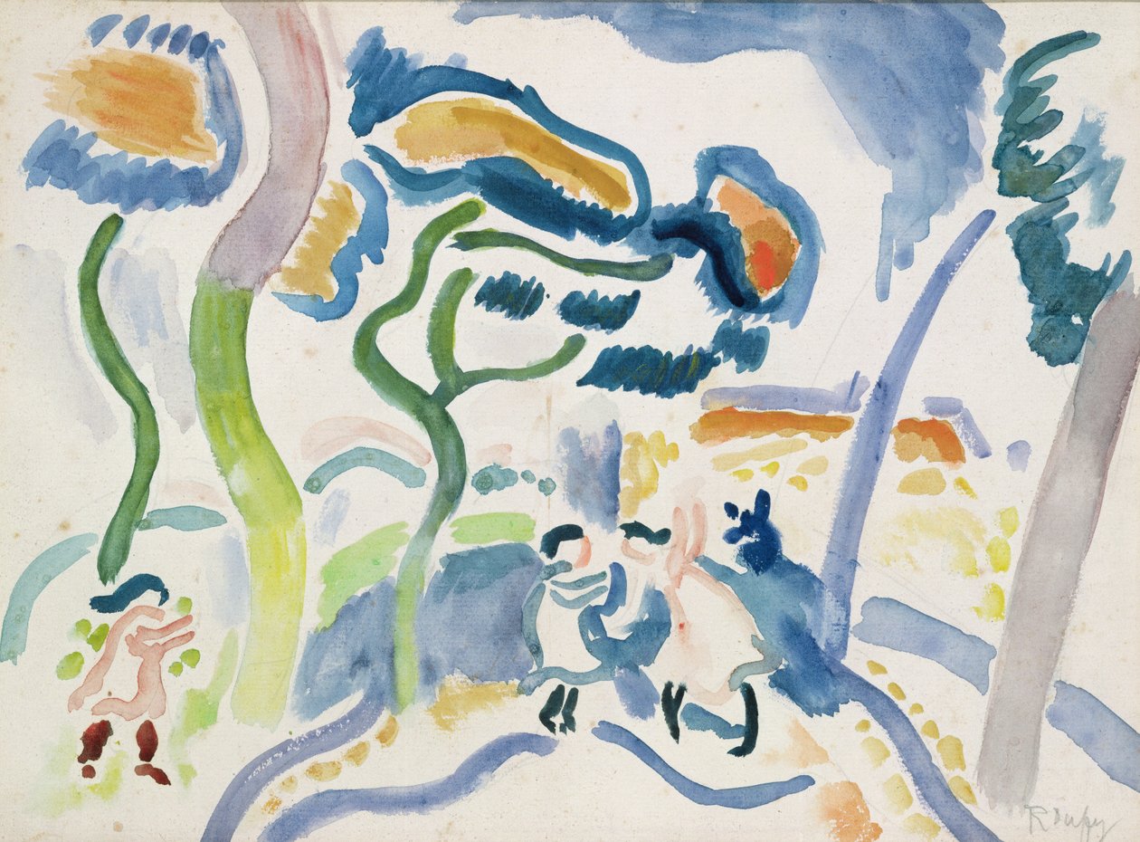 Oynayan Çocuklar (kağıt üzerine suluboya) by Raoul Dufy