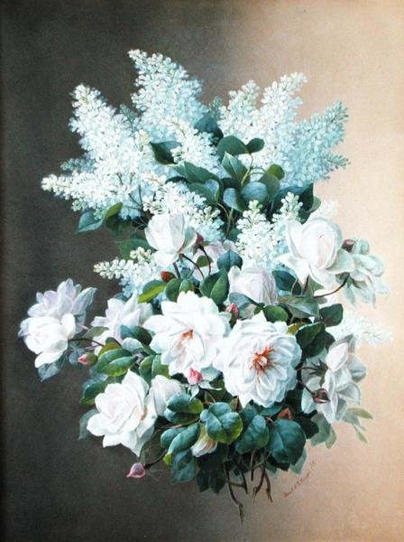 Leylaklar ve Güller, c.1900 (kağıt üzerinde guaj) by Raoul M. de Longpre