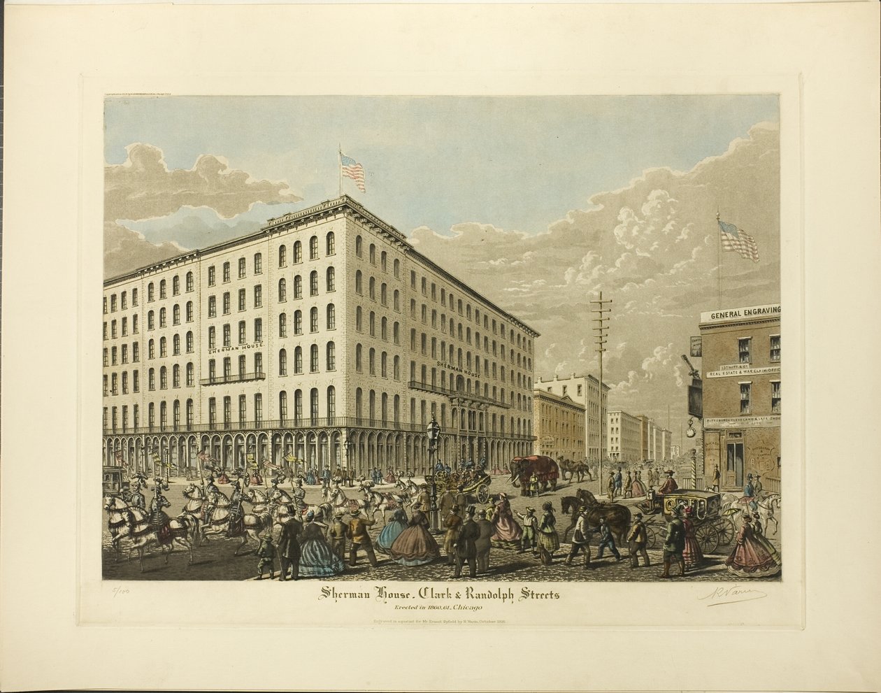 Sherman House, Clark ve Randolph Sokakları, 1860-61, Şikago