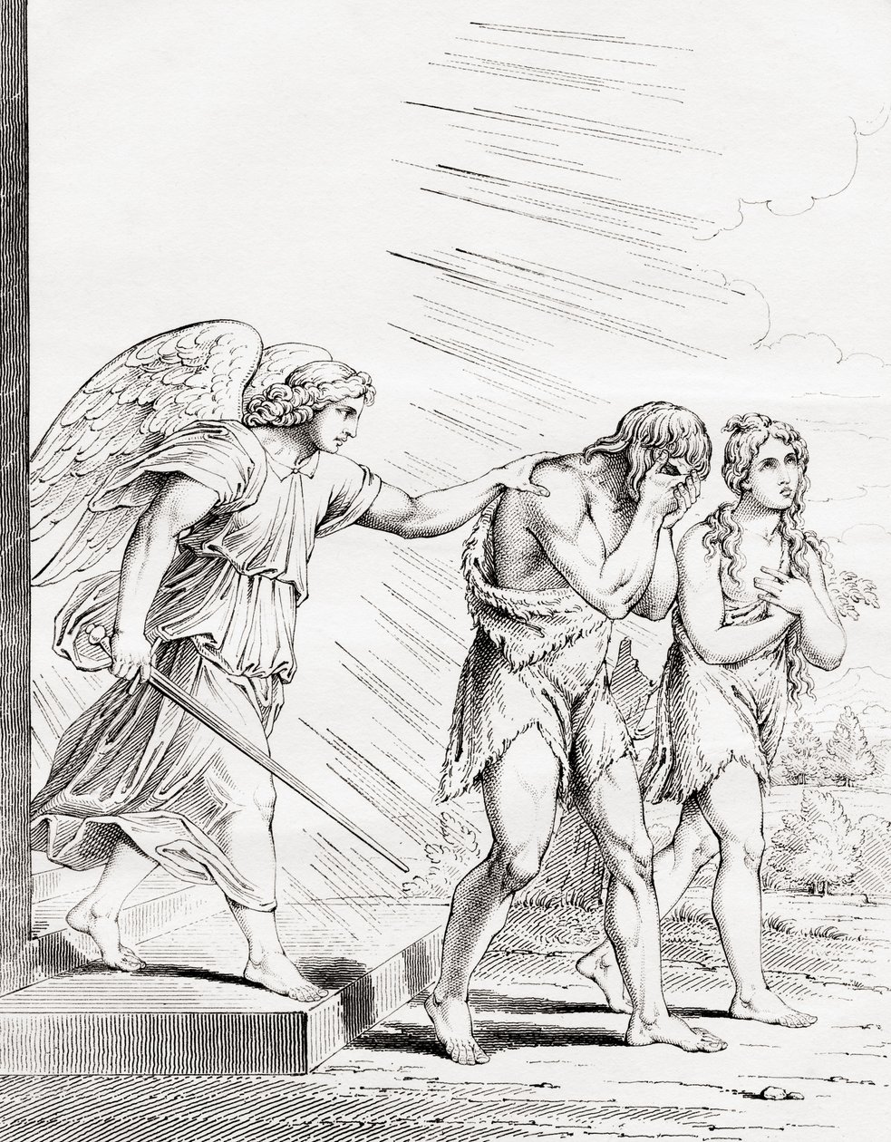 Adem ve Havva Cennetten kovuldu, 19. yüzyıl by Raffaello Sanzio Raphael