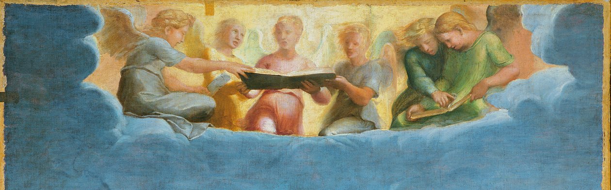 St. Paul, St. John the Evangelist, St. Augustine ve Mary Magdalene ile çevrili St. Cecilia