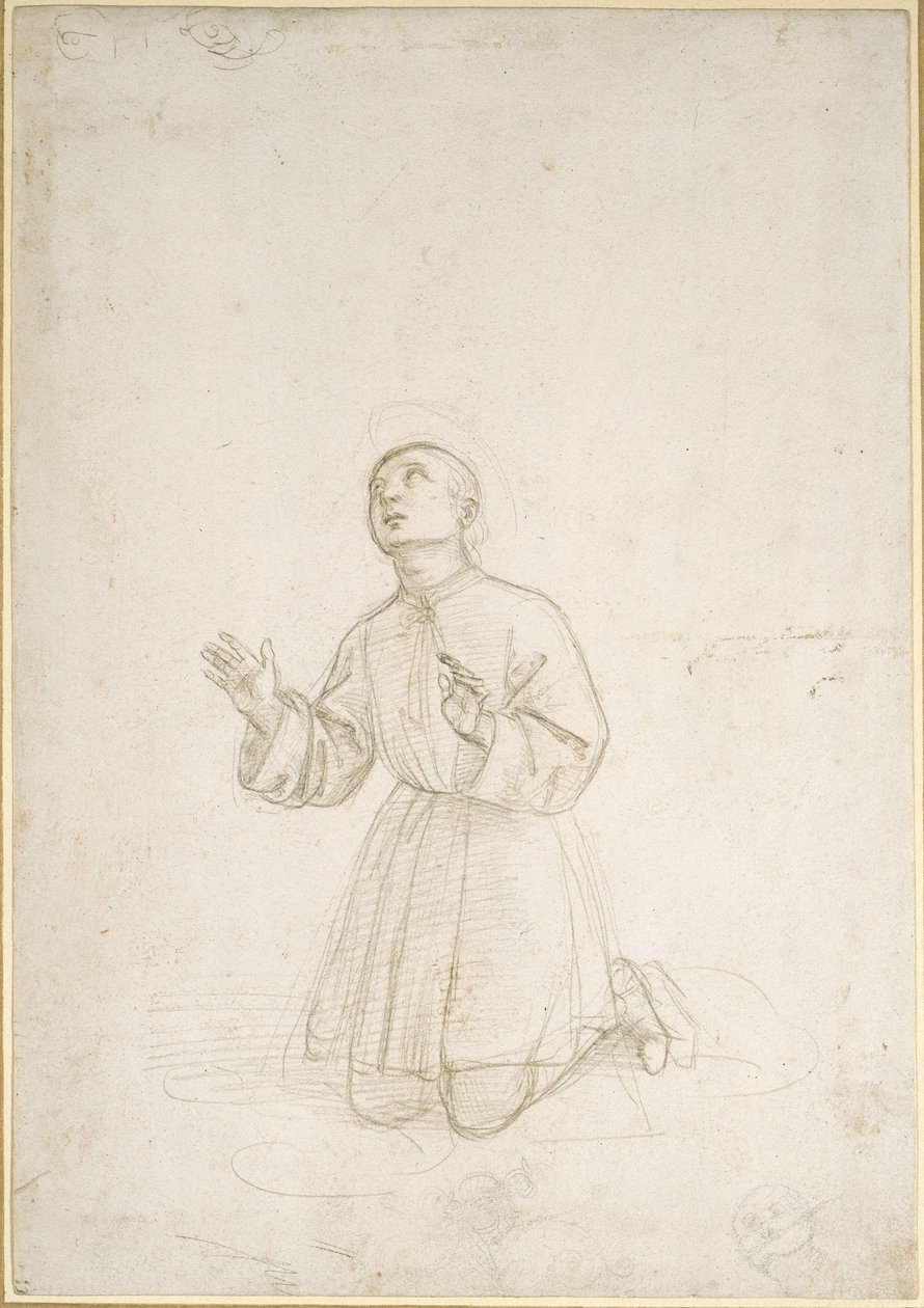 Diz çökmüş bir genç figürü, WA1846.153 by Raffaello Sanzio Raphael