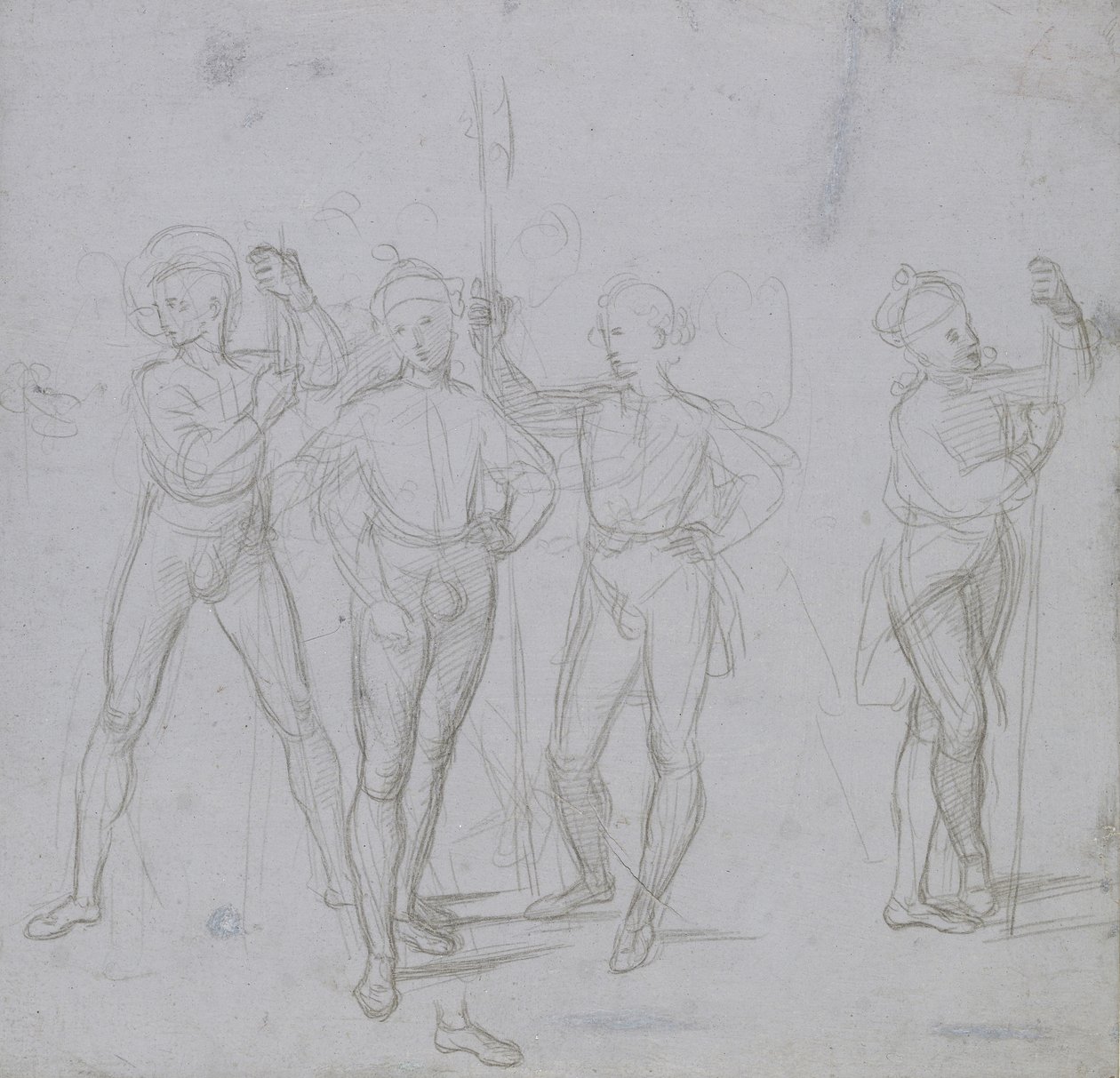 Recto: Dört ayakta duran Asker grubu, WA1846.154 by Raffaello Sanzio Raphael