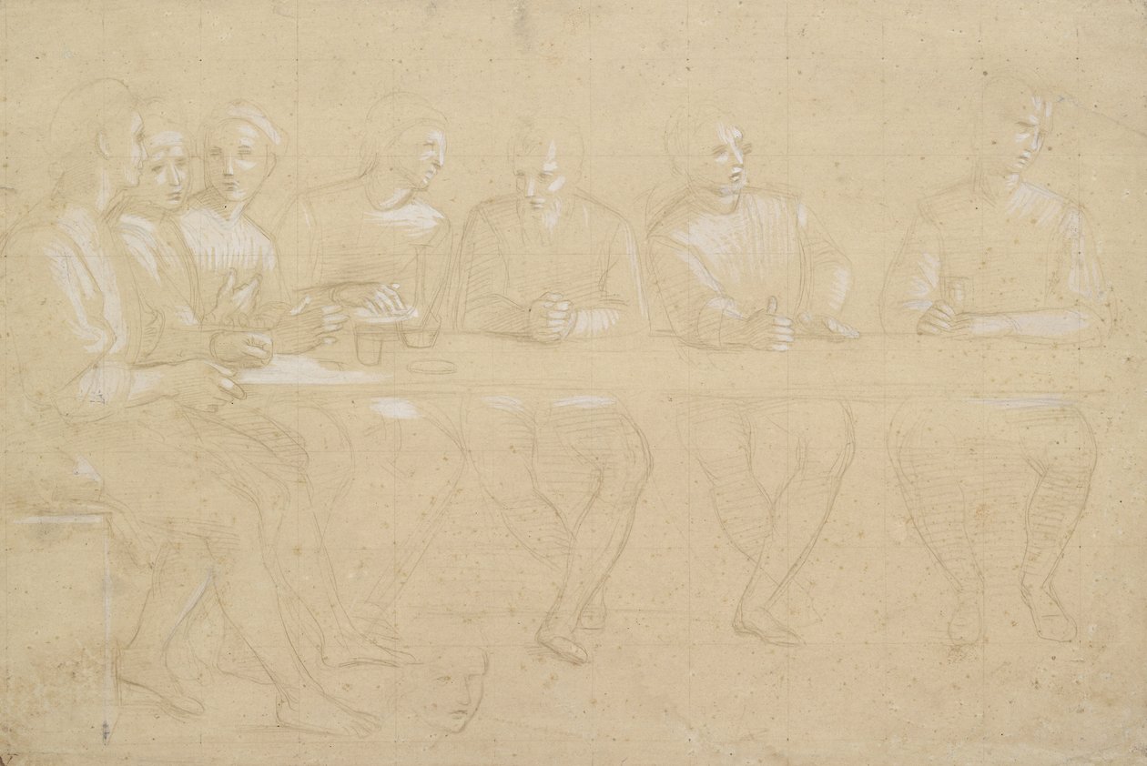 Recto: Son Akşam Yemeği Kompozisyonu için Kısım Çalışması. Verso: bir dişi kafa, WA1846.151 by Raffaello Sanzio Raphael