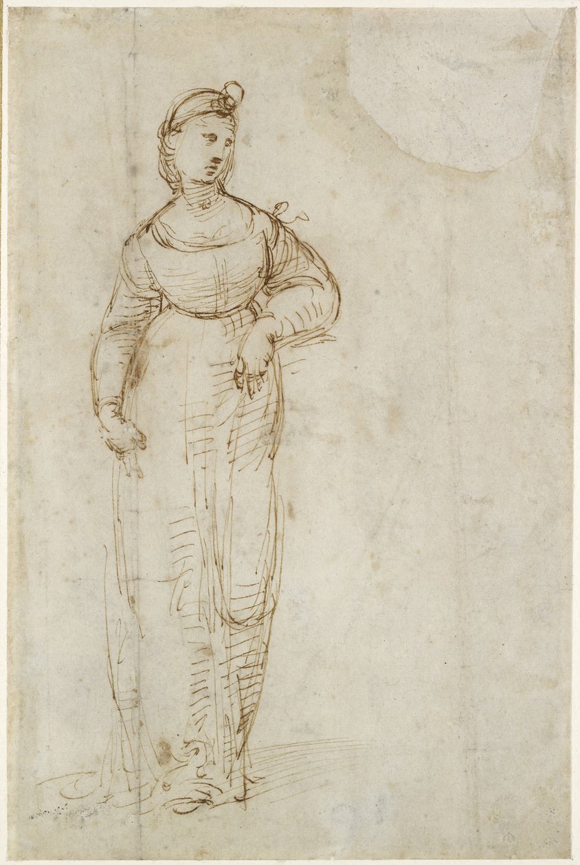 Recto: St Catherine için Çalışma, WA1846.168 by Raffaello Sanzio Raphael