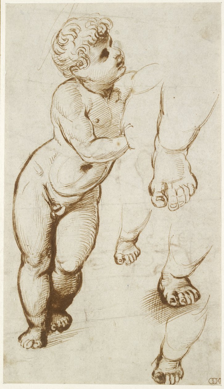 Recto: Bebek İsa ve diğer Çalışmalar, WA1855.91 by Raffaello Sanzio Raphael