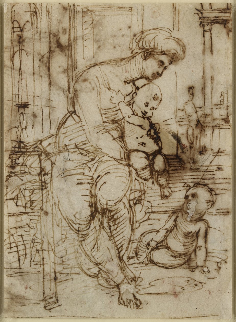 Recto: Bakire ve Çocuk ve Aziz John, WA1846.162 by Raffaello Sanzio Raphael