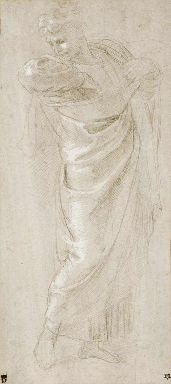 St. Paul giysilerini yırtıyor, 1515-1516 (kağıt üzerinde metal nokta ve beyaz gövde rengi) by Raffaello Sanzio Raphael