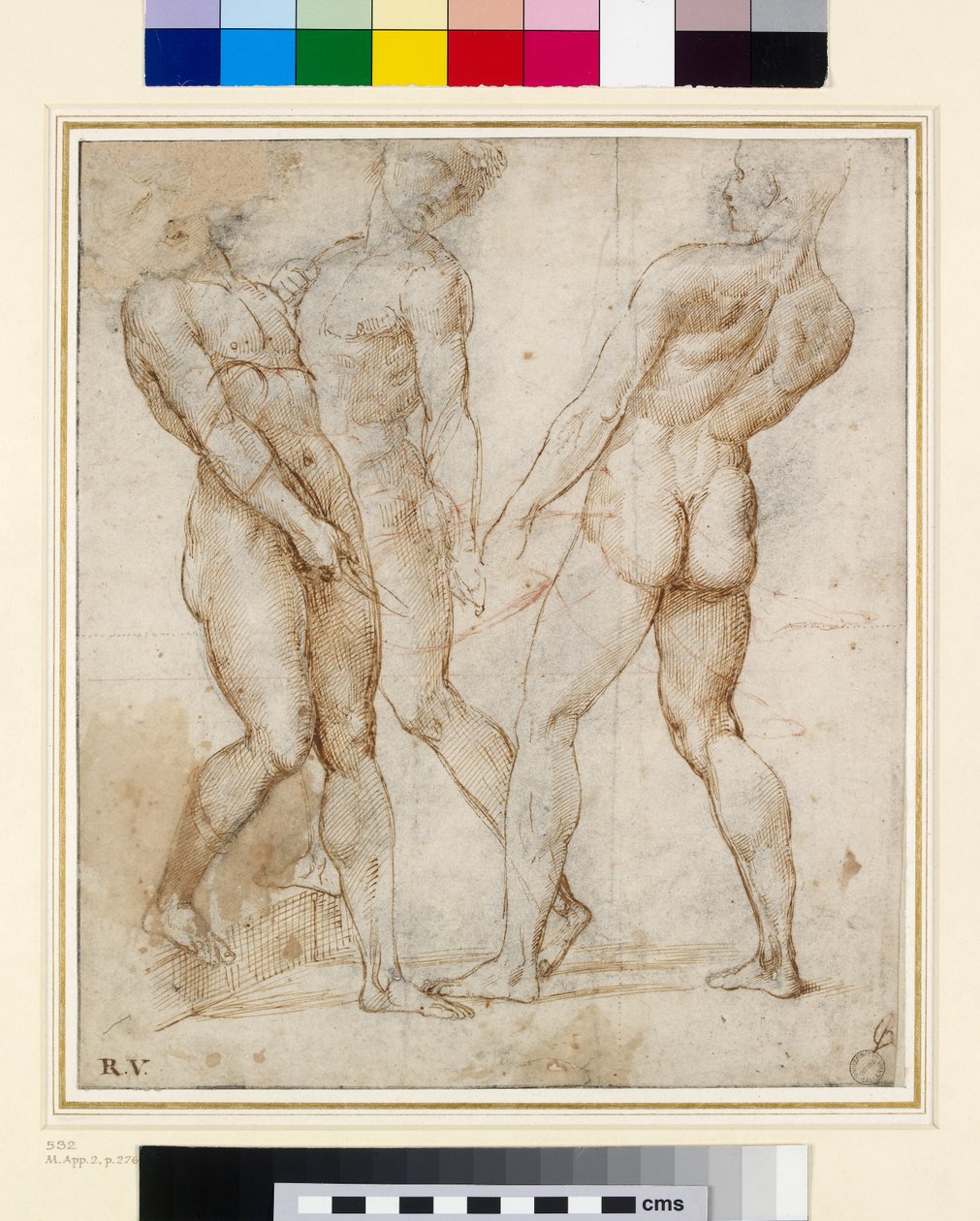 Çıplak Taşıyıcılar (Entombment Çalışması) (kağıt üzerine guaj ile kalem ve mürekkep) by Raffaello Sanzio Raphael