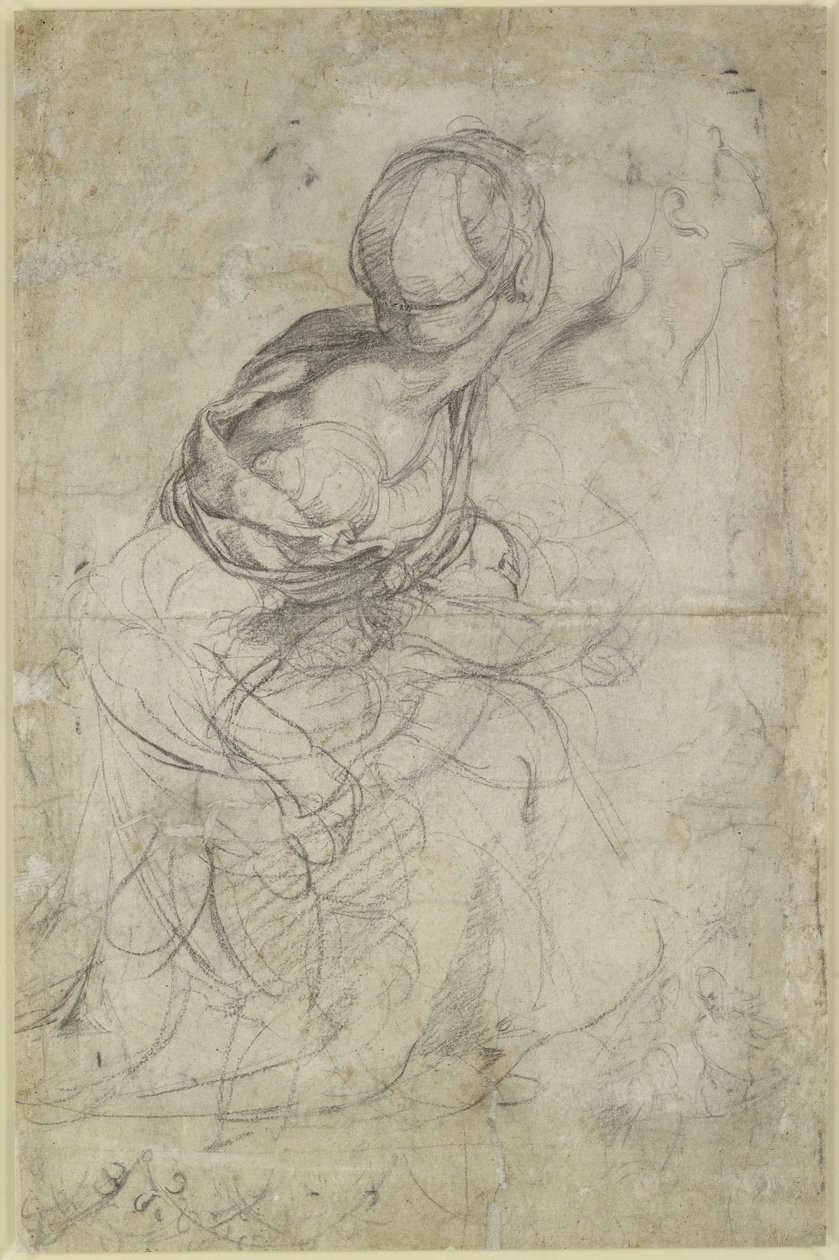 Verso: İki diz çökmüş Kadın için Çalışmalar, WA1846.198 by Raffaello Sanzio Raphael